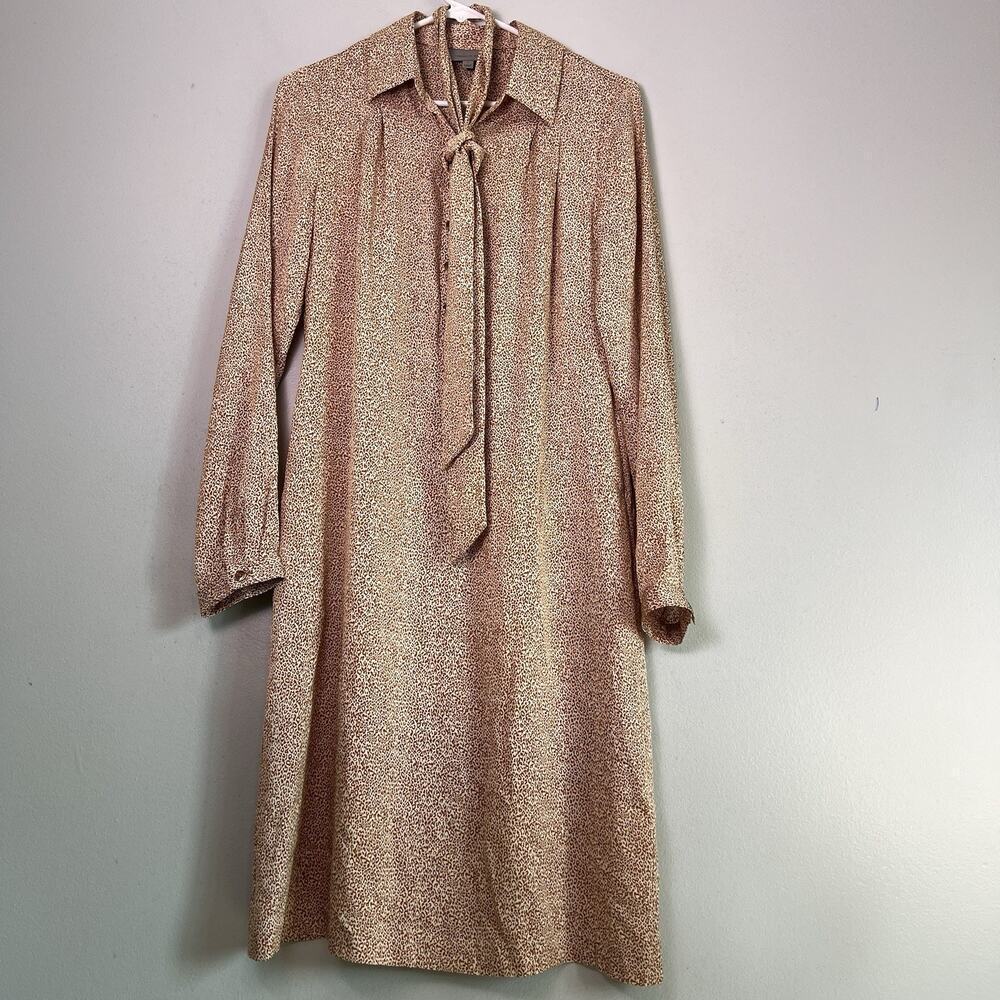 Classiques Entier Silk Pullover Dress Brown Animal Print Pocket Sz 4 Luxe Flowy